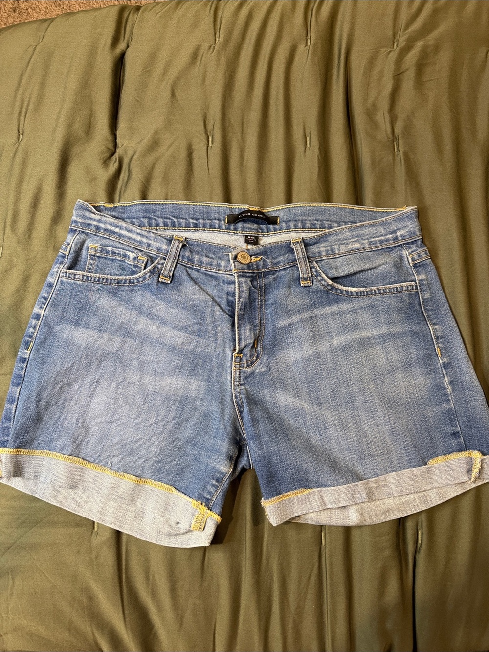 Flying Monkey Light Blue Rolled-Hem Denim Shorts